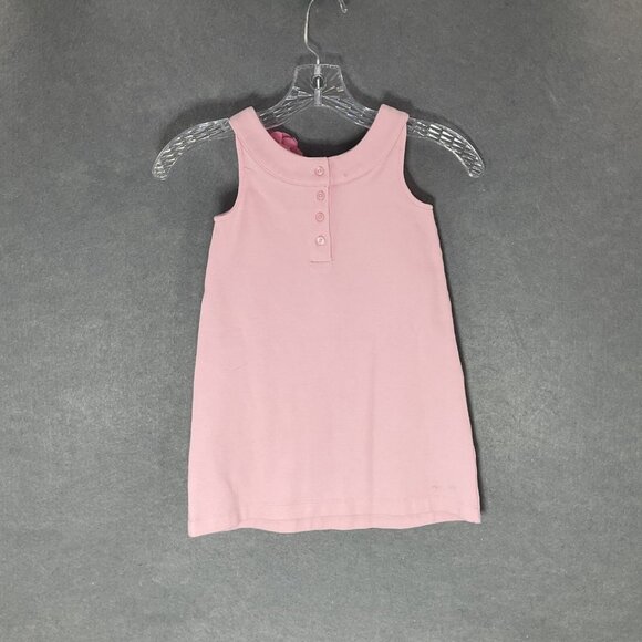 Janie And Jack Dress Girls Sz 5 Pink Sleeveless‎ Flower Applique Button Classic - Picture 2 of 9